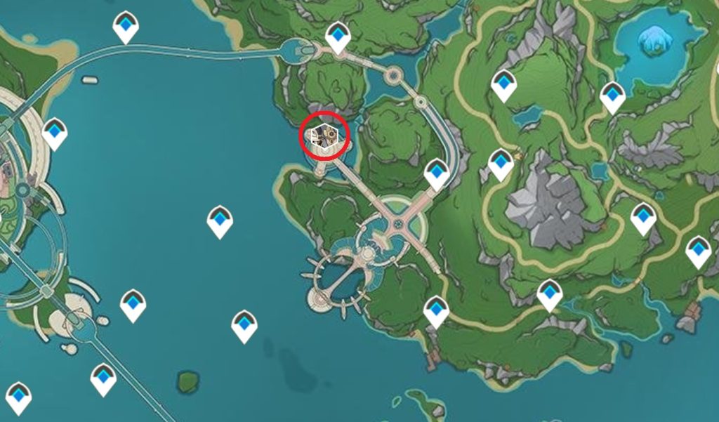 imagen de ubicación de materiales de chiori en genshin impact