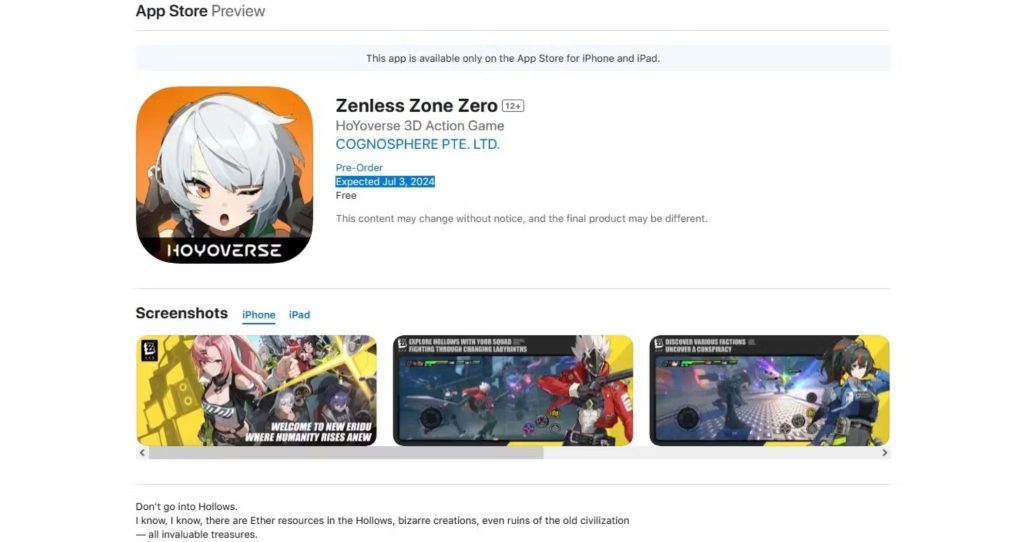 imagen de posible fecha de lanzamiento de zenless zone zero